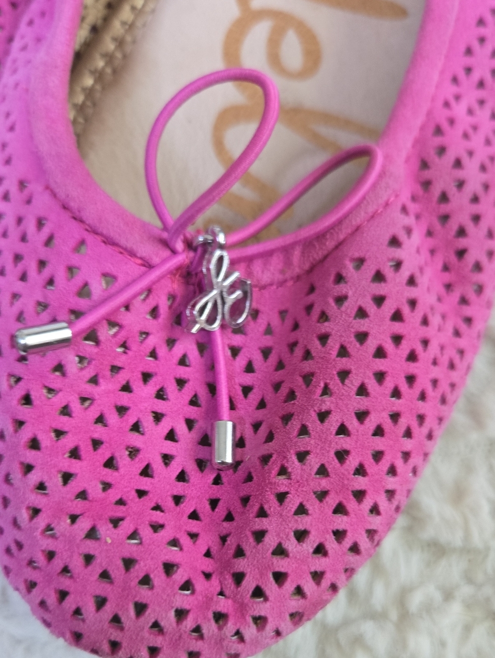 Sam Edelman Hot Pink Perforated Ballet Flats - Picture 2 of 5